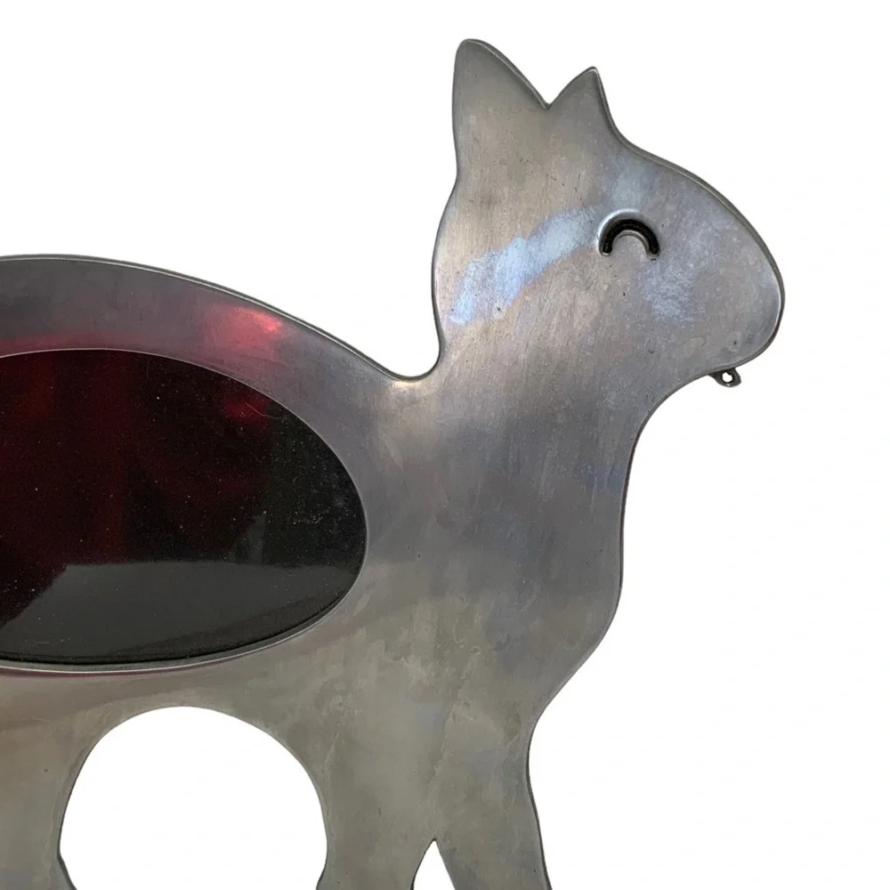 Cat Photo Frame Large Metal Freestanding Curved Large 11” Table Decor Silver 4x6